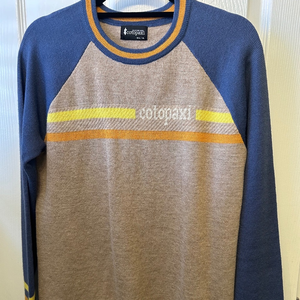 Cotopaxi Unisex Libre Sunrise sweater 100% Cashllama, Mens Large, Womens XL
